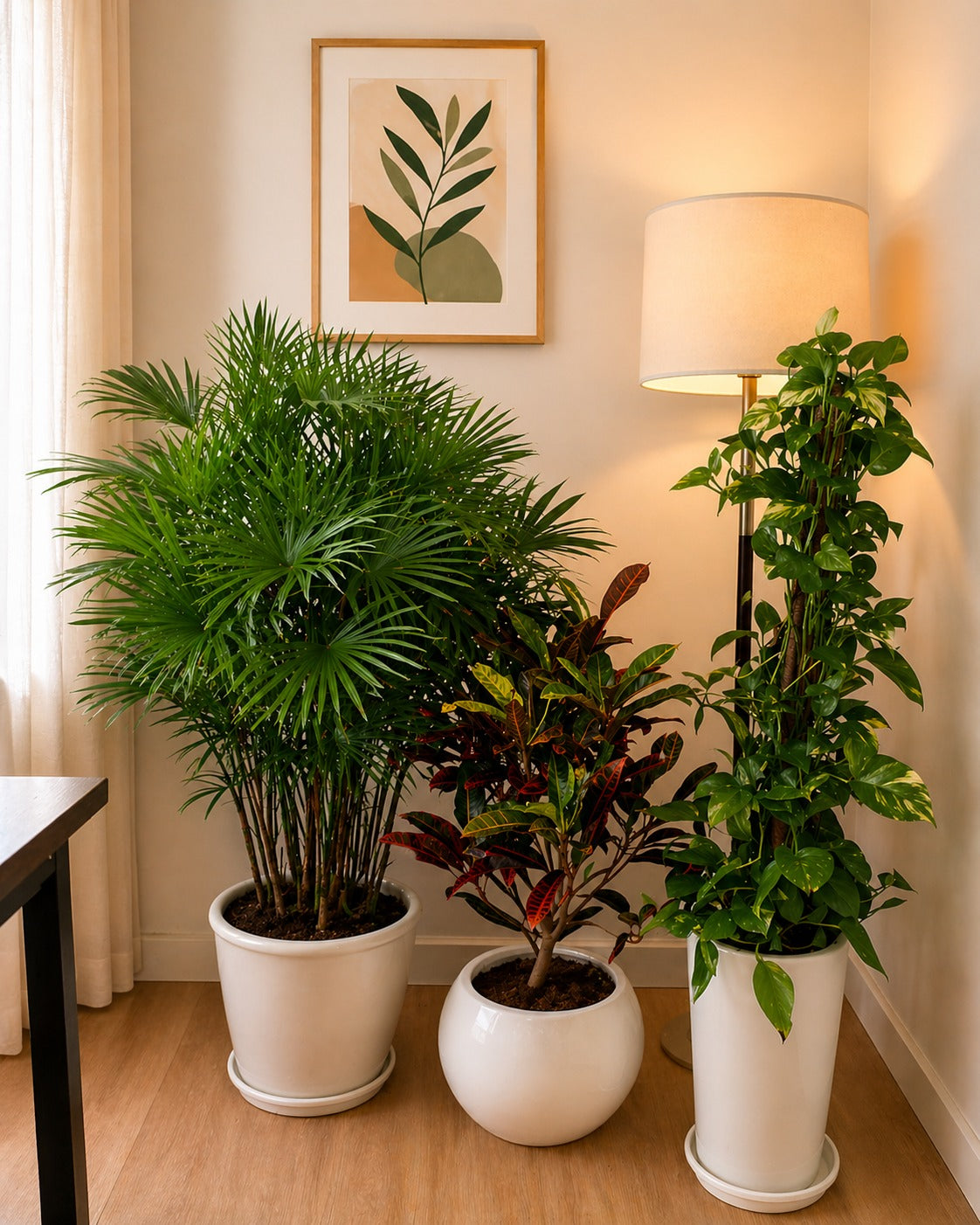 Bundle of 3 - Raphis, Croton & Money Plant - Potted