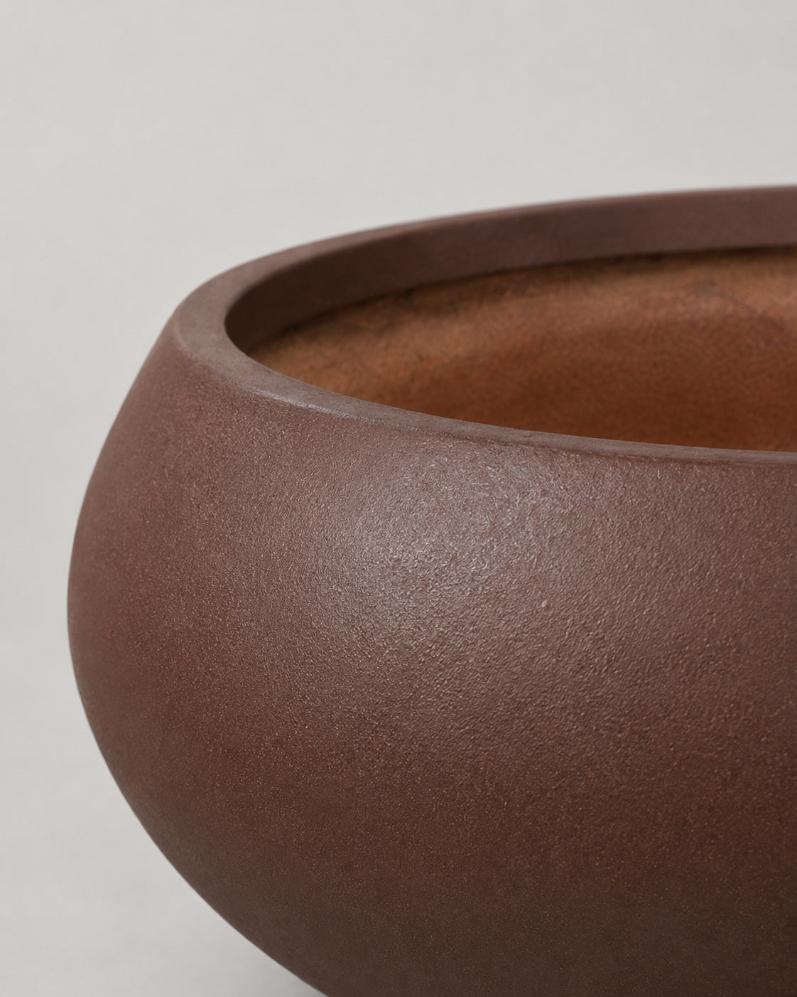 Shallow Brown Fiber Clay Cement Pots