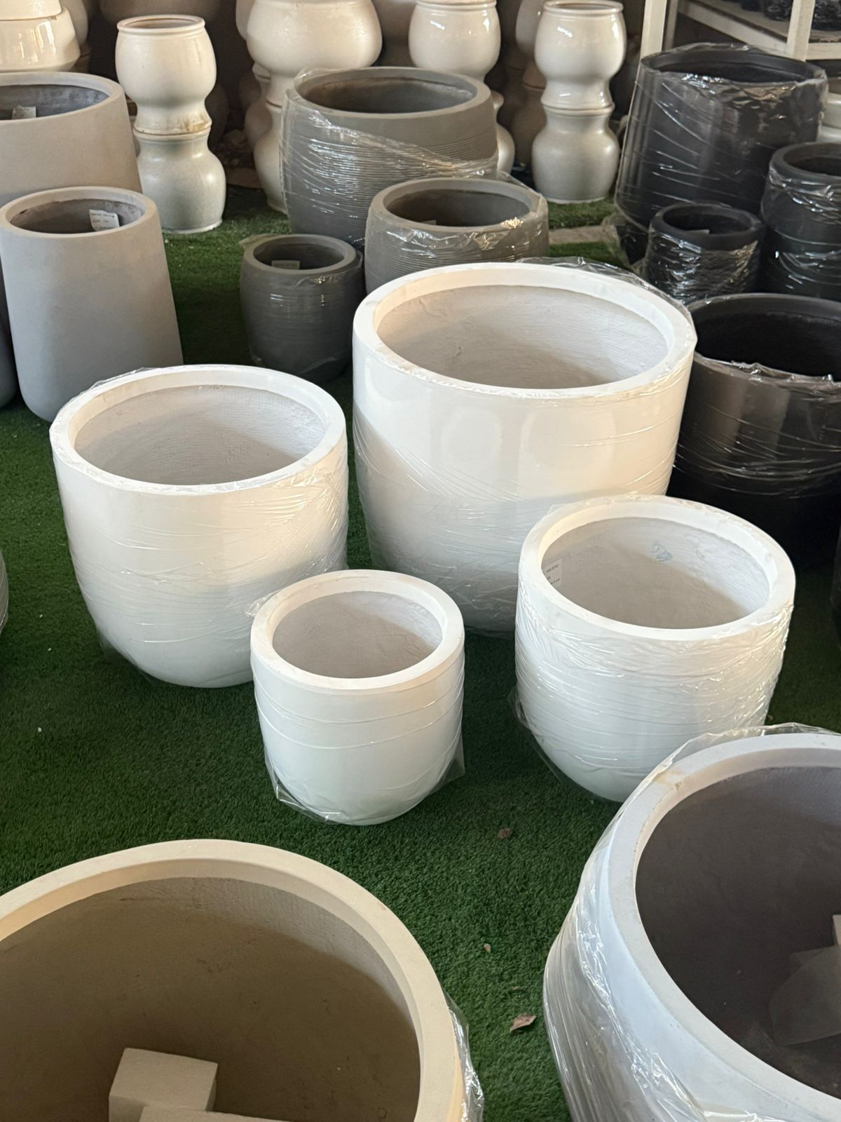 Matte White Fiber Clay Cement Pots