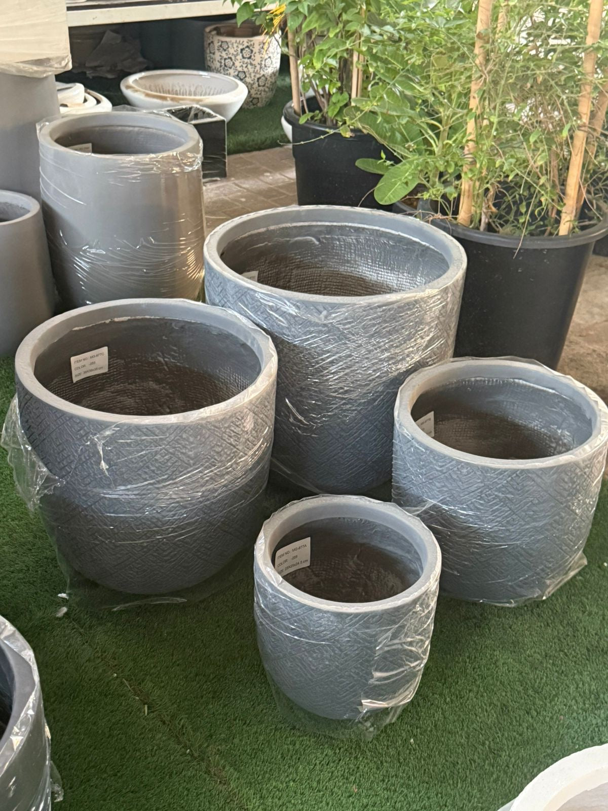 Designer Gray Fiber Pots - Premium