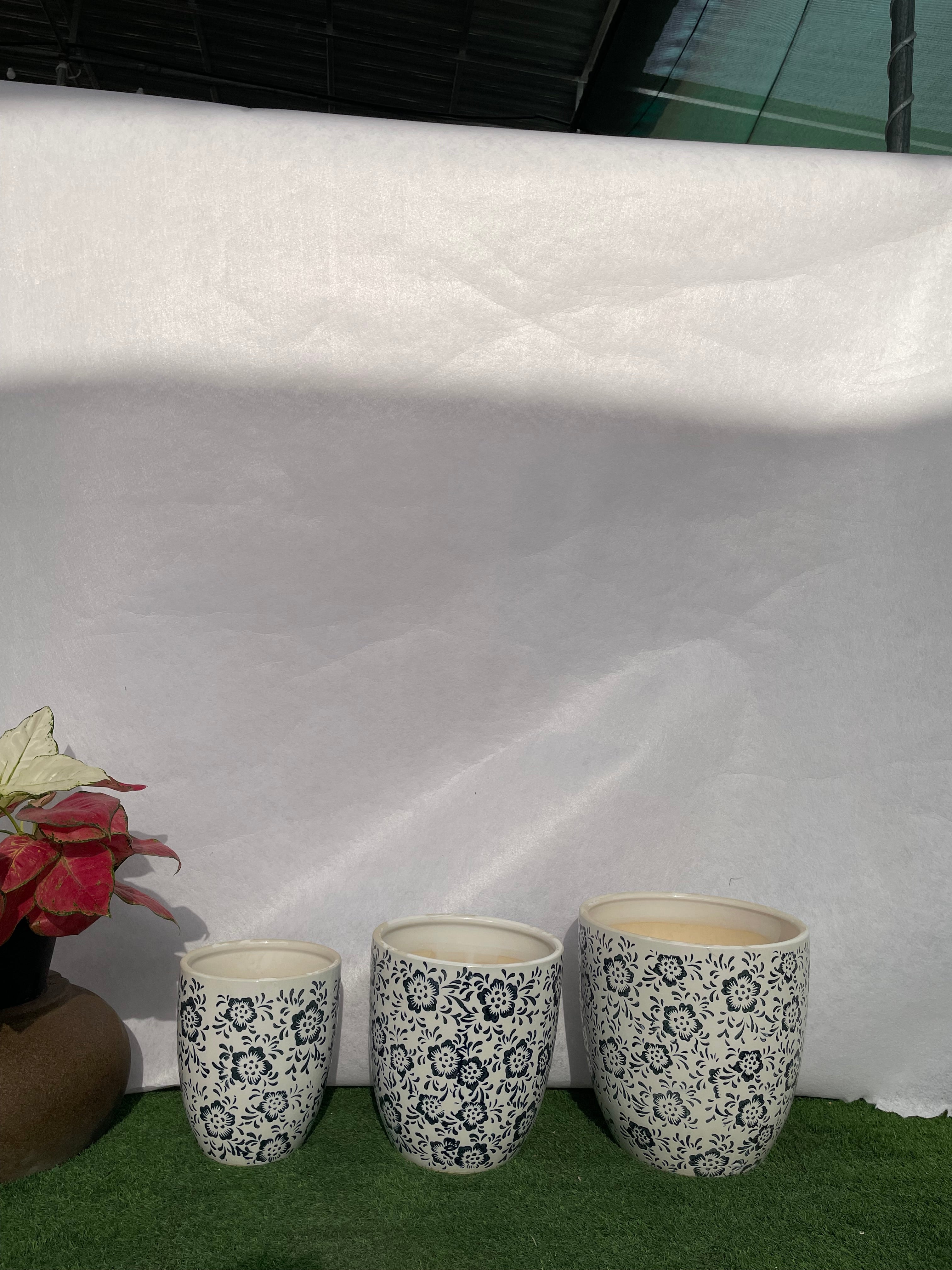 Short Flower Ceramic Pot - Set of Three