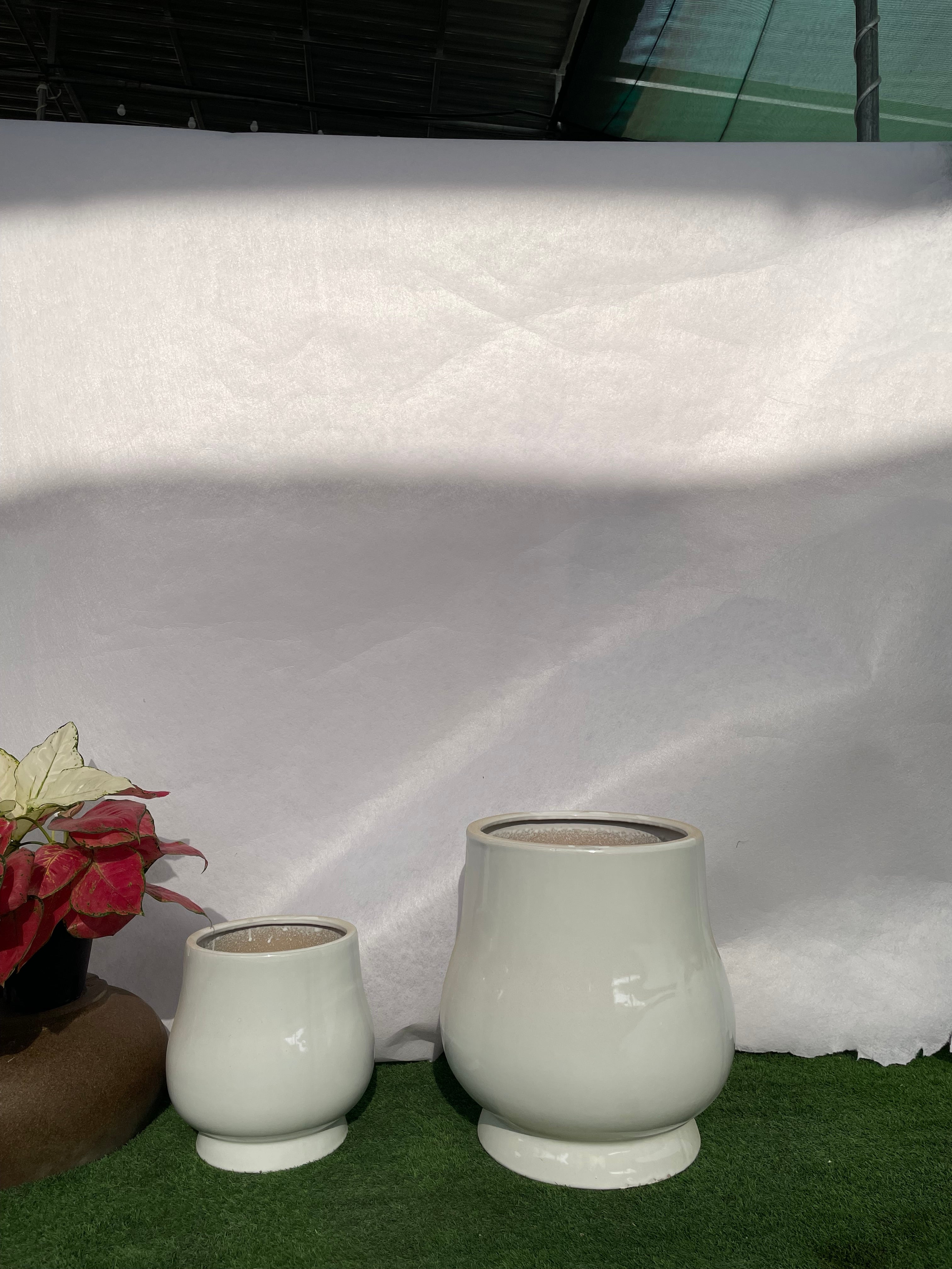 Shallow Long Ceramic Pot - Set of Two