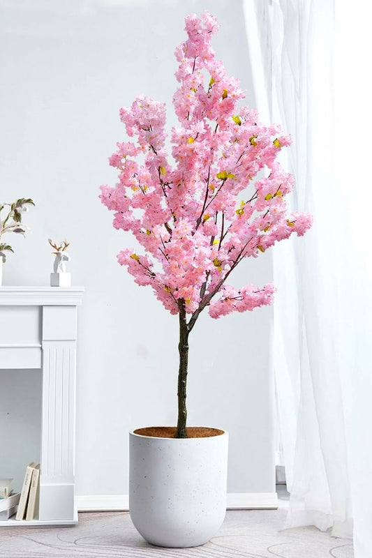 Artificial Cherry Blossom Plant - White Pot