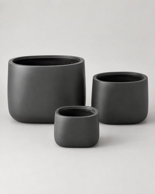 Matte Charcoal Fiber Clay Pots, product photo 1