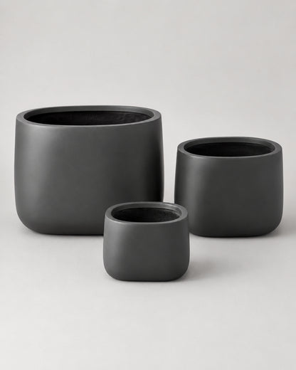 Matte Charcoal Fiber Clay Pots
