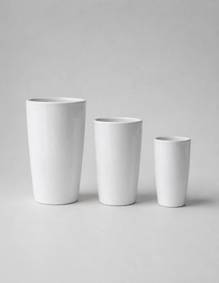 Tall glossy white Luma ceramic plant pot