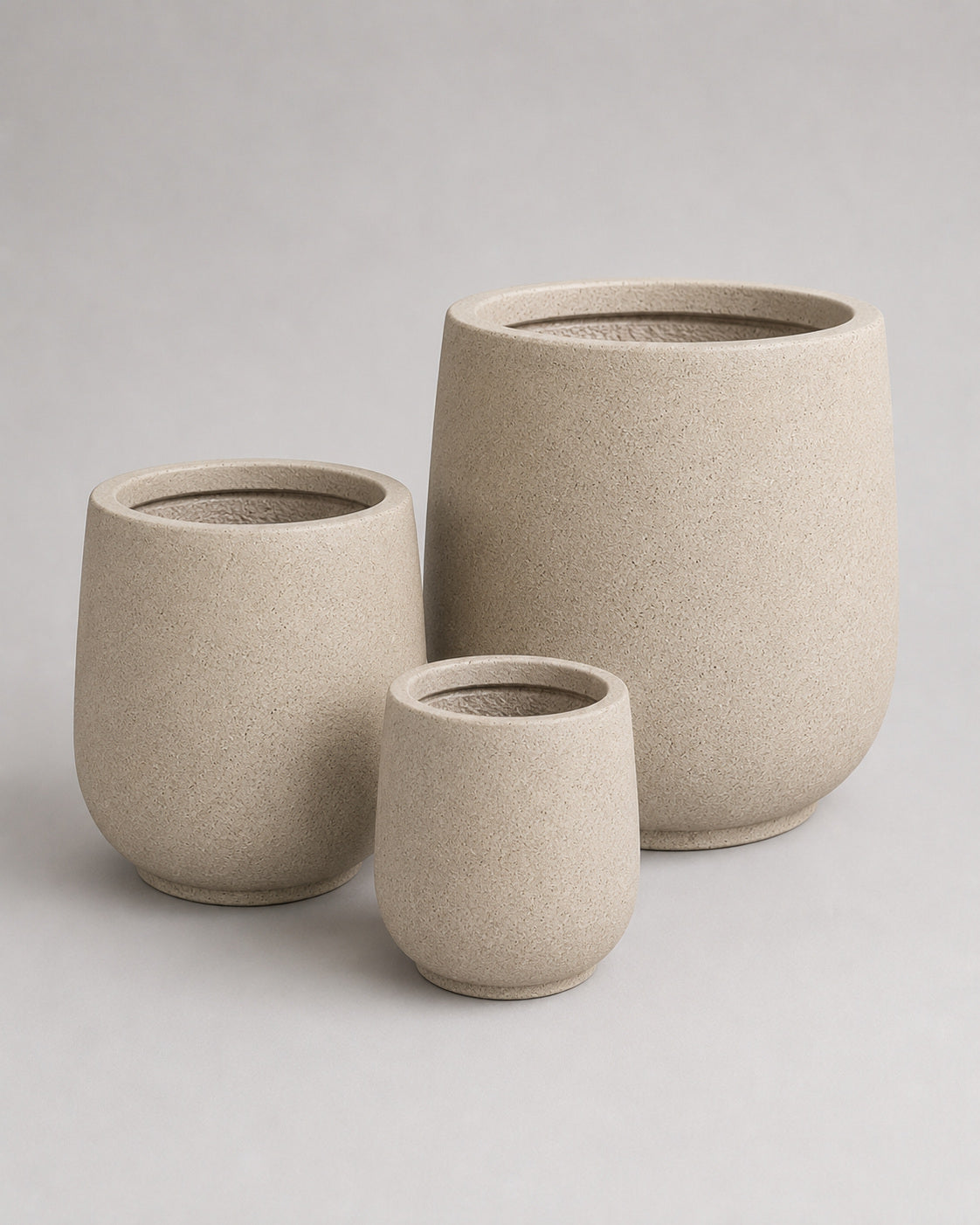 Stone Beige Fiber Clay Pots