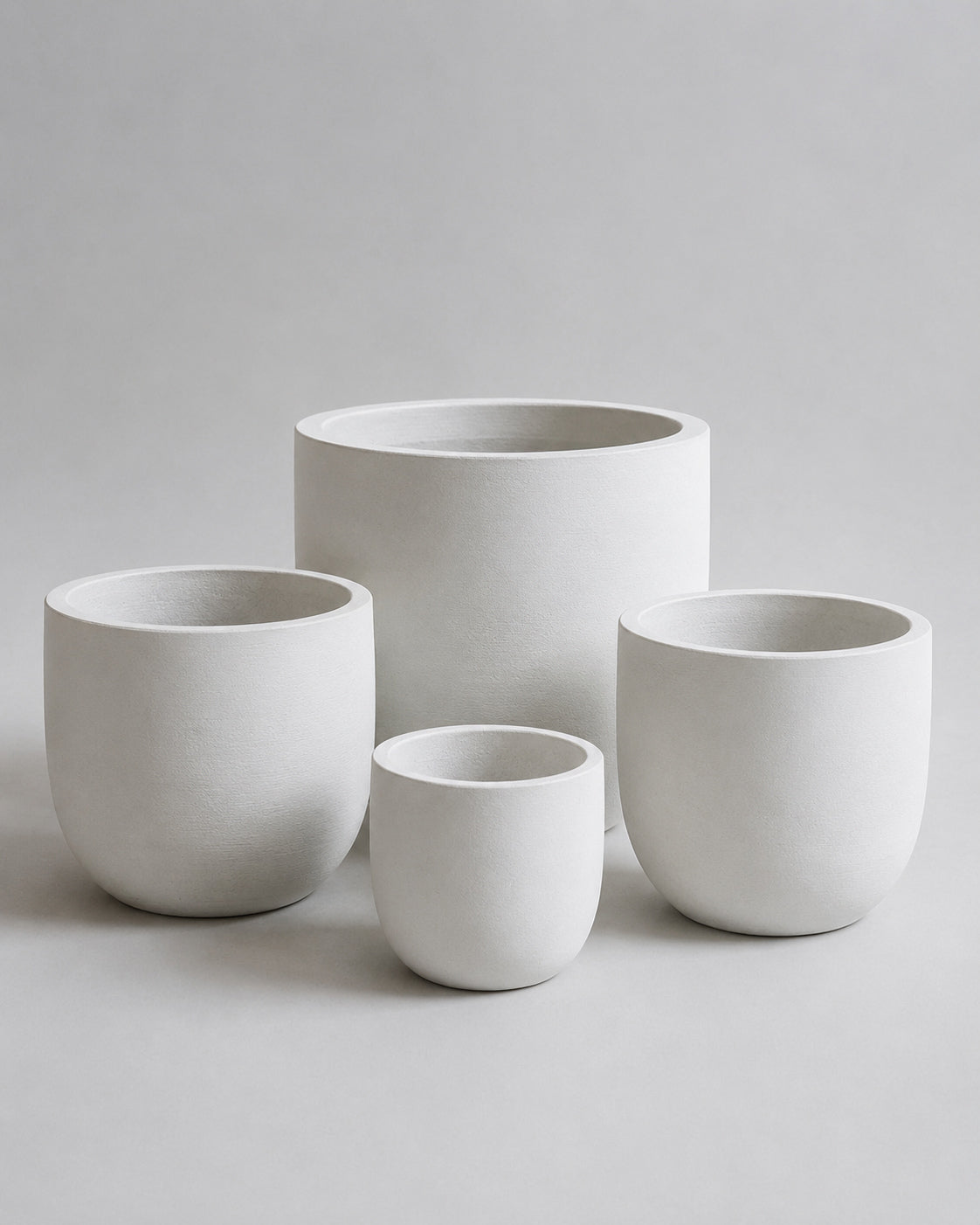 Sculpted White Fiber Clay Pots