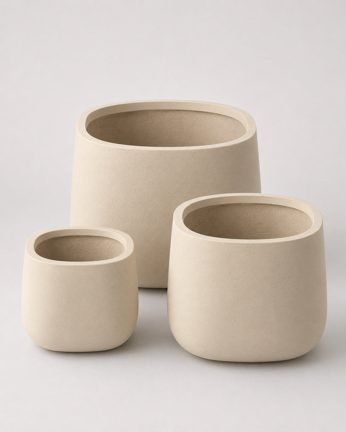 Square Beige Fiber Clay Pot
