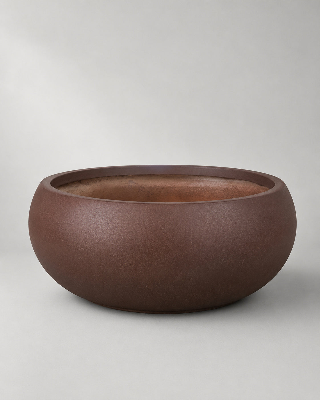 Shallow Brown Fiber Clay Cement Pots