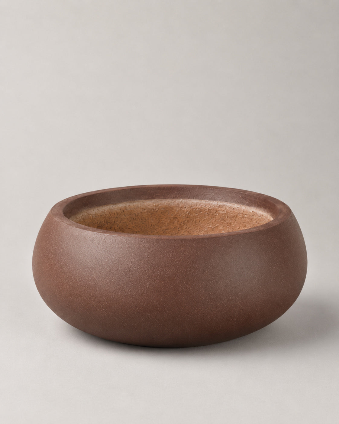 Shallow Brown Fiber Clay Cement Pots