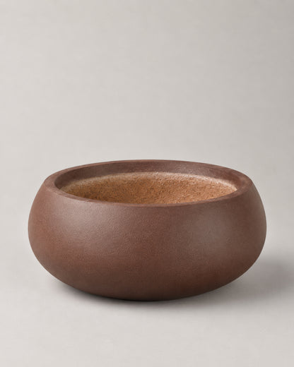 Shallow Brown Fiber Clay Cement Pots
