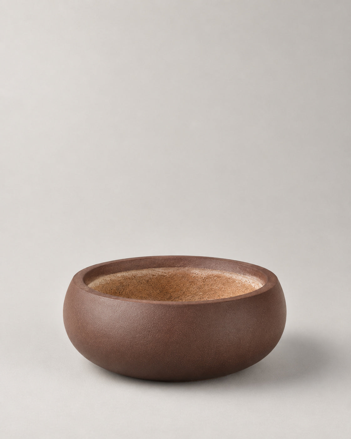 Shallow Brown Fiber Clay Cement Pots