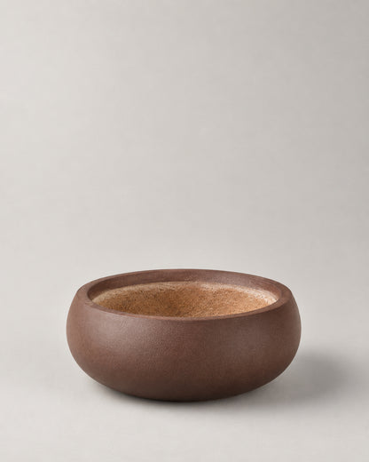 Shallow Brown Fiber Clay Cement Pots