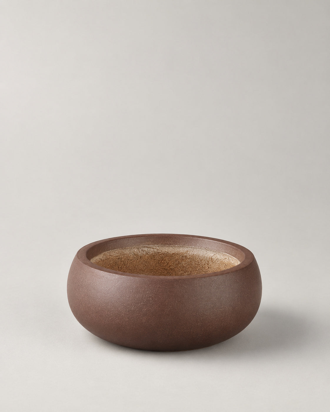 Shallow Brown Fiber Clay Cement Pots