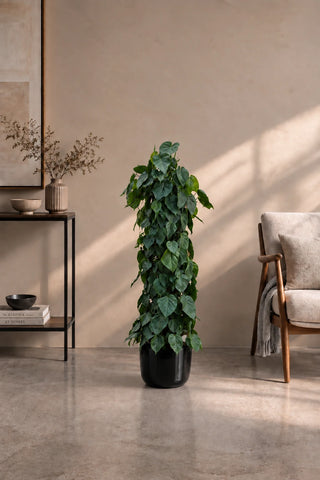 Money Plant – Heartleaf Philodendron in black Luma Glossy planter, 130-160cm