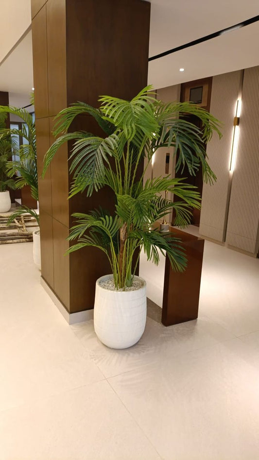 Artificial Areca Palm - Fiber Pot White