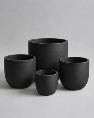 Set of four black Sidr U-shape planters